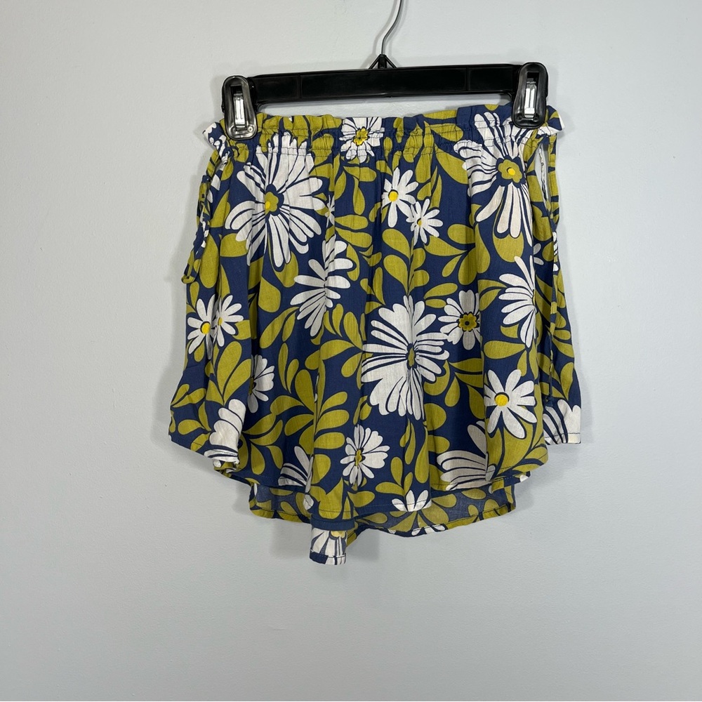 Aerie Skirt Womens Extra Small Blue Green Floral Mini Skirt Lined Elastic Waist